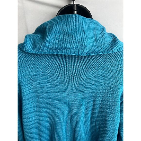 Vintage Anthony Richards Cable Knit Longline Teal Blue Cardigan Sweater Size L - Picture 9 of 12
